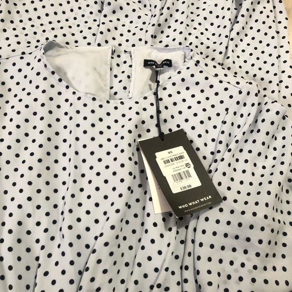 NWT Who What Wear Flutter-Sleeve Polka Dot Dress - Picture 4 of 7